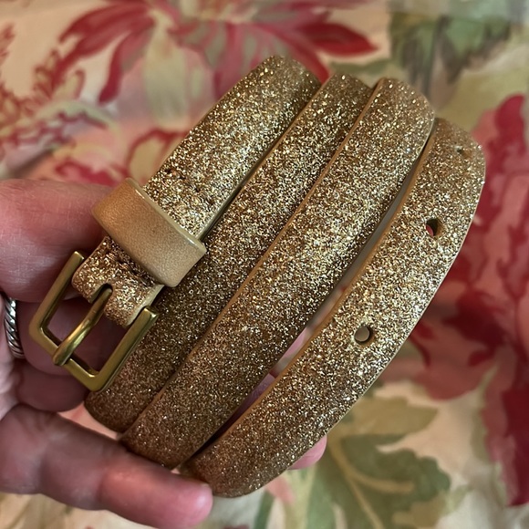 Vtg GAP Size XXL Glitter Metallic Gold Disco Belt Gold Closure SKINNY BELT NEW - Picture 8 of 16